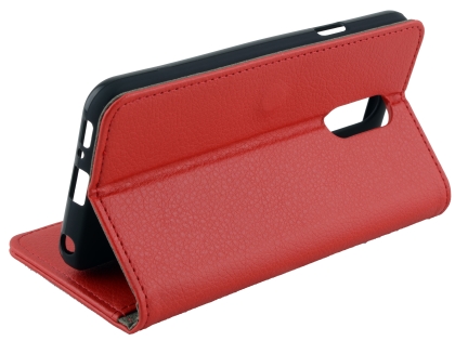 Synthetic Leather Wallet Case with Stand for LG Q7 - Red