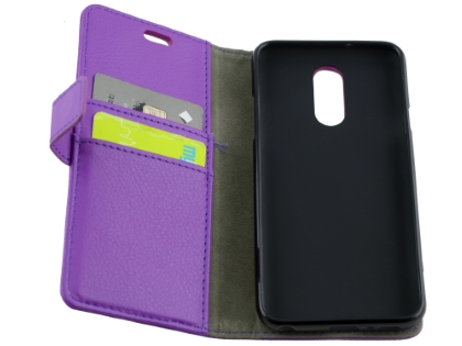 Synthetic Leather Wallet Case with Stand for LG Q7 - Purple