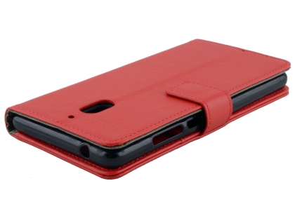 Synthetic Leather Wallet Case with Stand for Nokia 2.1 - Red