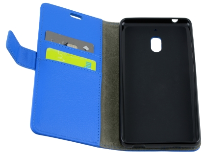 Synthetic Leather Wallet Case with Stand for Nokia 2.1 - Blue