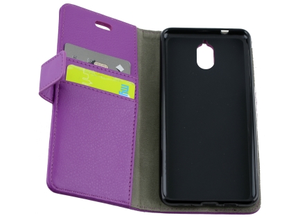 Synthetic Leather Wallet Case with Stand for Nokia 3.1 - Purple