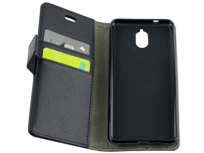 Synthetic Leather Wallet Case with Stand for Nokia 3.1 - Black