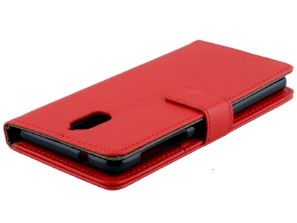 Synthetic Leather Wallet Case with Stand for Nokia 3.1 - Red