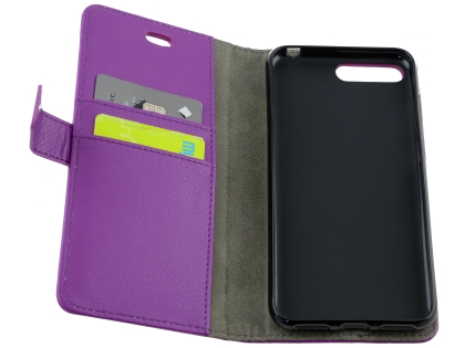 Synthetic Leather Wallet Case with Stand for Huawei Y6 (2018) - Purple
