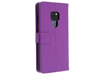 Synthetic Leather Wallet Case with Stand for Huawei Mate 20 - Purple Leather Wallet Case