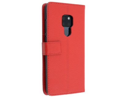 Synthetic Leather Wallet Case with Stand for Huawei Mate 20 - Red Leather Wallet Case
