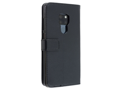 Synthetic Leather Wallet Case with Stand for Huawei Mate 20 - Black Leather Wallet Case