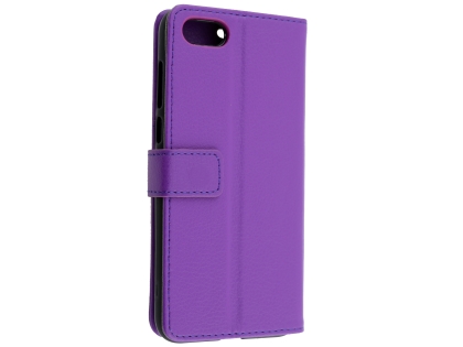 Synthetic Leather Wallet Case with Stand for Huawei Y5 Prime (2018) - Purple Leather Wallet Case