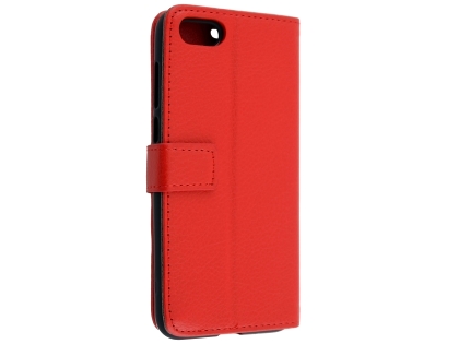 Synthetic Leather Wallet Case with Stand for Huawei Y5 Prime (2018) - Red Leather Wallet Case