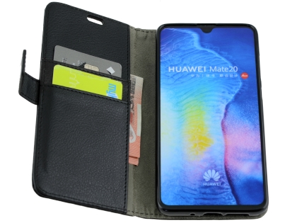 Synthetic Leather Wallet Case with Stand for Huawei Mate 20 - Black