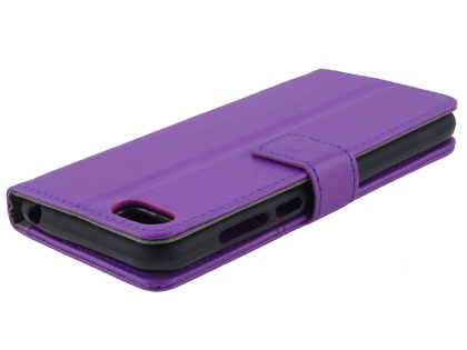 Synthetic Leather Wallet Case with Stand for Huawei Y5 Prime (2018) - Purple