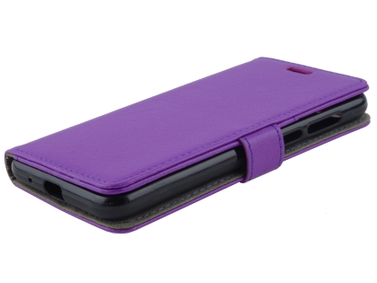 Synthetic Leather Wallet Case with Stand for Huawei Y5 Prime (2018) - Purple