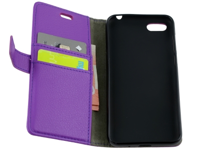 Synthetic Leather Wallet Case with Stand for Huawei Y5 Prime (2018) - Purple