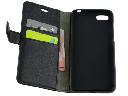 Synthetic Leather Wallet Case with Stand for Huawei Y5 Prime (2018) - Black