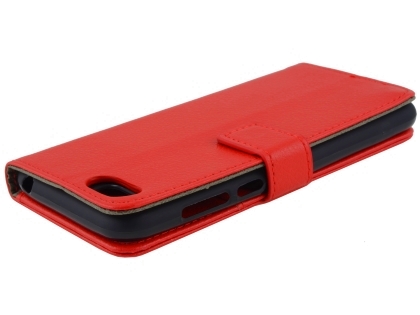 Synthetic Leather Wallet Case with Stand for Huawei Y5 Prime (2018) - Red