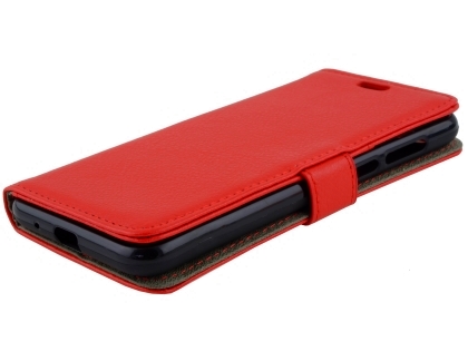 Synthetic Leather Wallet Case with Stand for Huawei Y5 Prime (2018) - Red