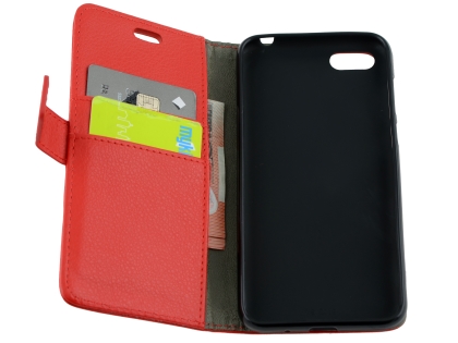 Synthetic Leather Wallet Case with Stand for Huawei Y5 Prime (2018) - Red