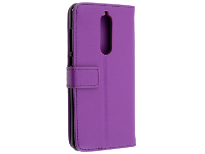 Synthetic Leather Wallet Case with Stand for Nokia 7.1 - Purple Leather Wallet Case