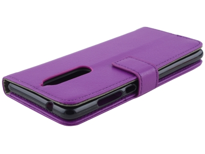 Synthetic Leather Wallet Case with Stand for Nokia 7.1 - Purple