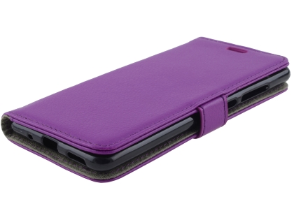 Synthetic Leather Wallet Case with Stand for Nokia 7.1 - Purple
