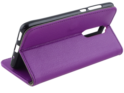Synthetic Leather Wallet Case with Stand for Nokia 7.1 - Purple