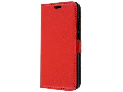 Synthetic Leather Wallet Case with Stand for Nokia 7.1 - Red