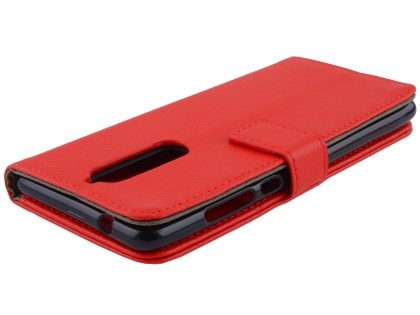 Synthetic Leather Wallet Case with Stand for Nokia 7.1 - Red