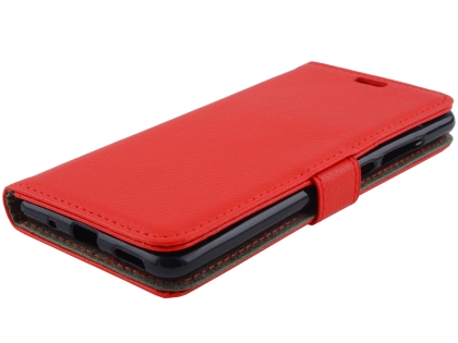 Synthetic Leather Wallet Case with Stand for Nokia 7.1 - Red