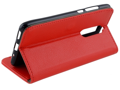 Synthetic Leather Wallet Case with Stand for Nokia 7.1 - Red