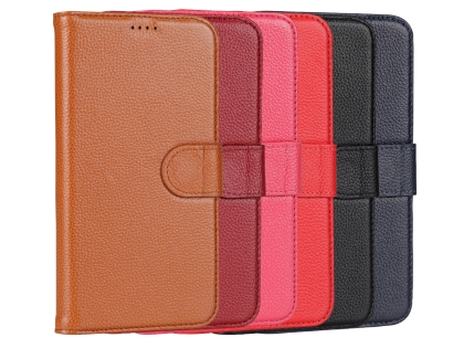 Premium Leather Wallet Case with Stand for Apple iPhone XR - Caramel