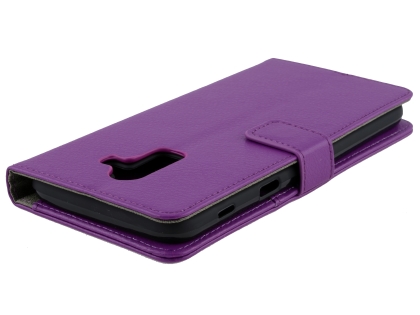 Synthetic Leather Wallet Case with Stand for Samsung Galaxy J8 - Purple