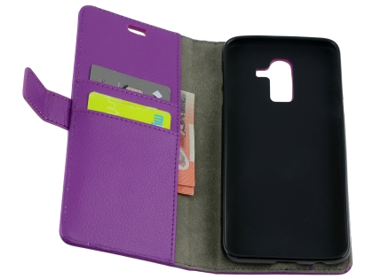 Synthetic Leather Wallet Case with Stand for Samsung Galaxy J8 - Purple