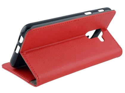 Synthetic Leather Wallet Case with Stand for Samsung Galaxy J8 - Red