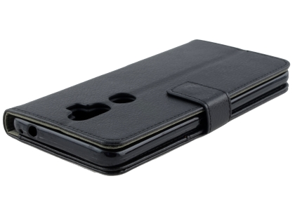 Synthetic Leather Wallet Case with Stand for Telstra Superior - Black
