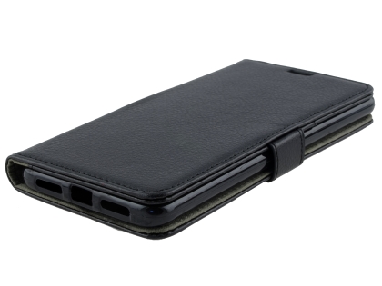 Synthetic Leather Wallet Case with Stand for Telstra Superior - Black