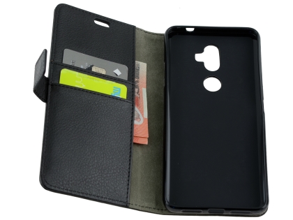 Synthetic Leather Wallet Case with Stand for Telstra Superior - Black