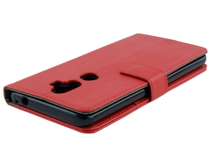 Synthetic Leather Wallet Case with Stand for Telstra Superior - Red