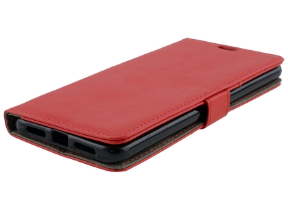 Synthetic Leather Wallet Case with Stand for Telstra Superior - Red