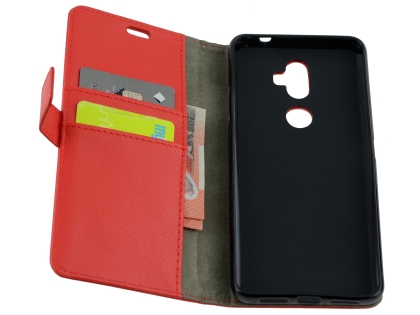 Synthetic Leather Wallet Case with Stand for Telstra Superior - Red