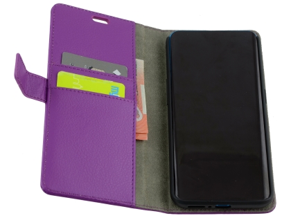 Synthetic Leather Wallet Case with Stand for OPPO Find X - Purple