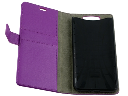 Synthetic Leather Wallet Case with Stand for OPPO Find X - Purple