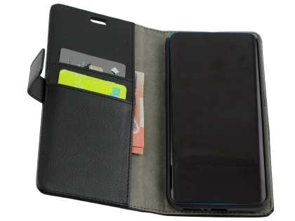 Synthetic Leather Wallet Case with Stand for OPPO Find X - Black