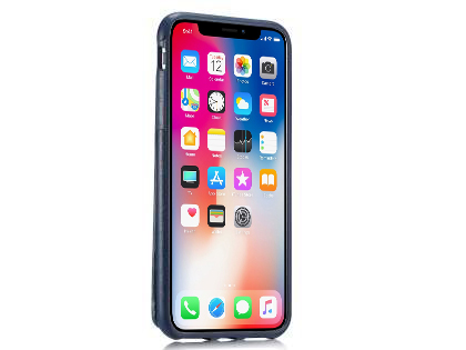 Synthetic Leather Case with Card Holder for iPhone Xs/X - Navy