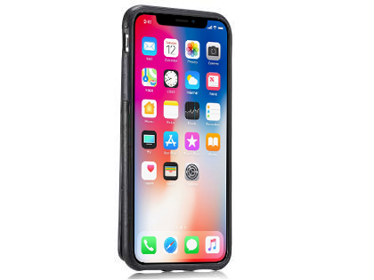 Synthetic Leather Case with Card Holder for iPhone Xs/X - Black
