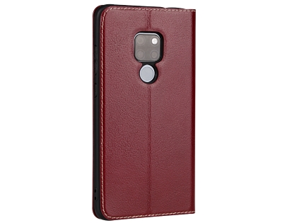 Top Grain Leather Case With Windows for Huawei Mate 20 - Rosewood