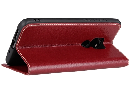 Top Grain Leather Case With Windows for Huawei Mate 20 - Rosewood
