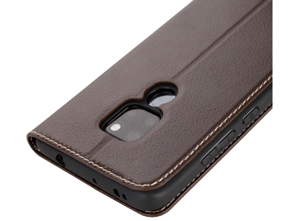Top Grain Leather Case With Windows for Huawei Mate 20 - Dark Brown