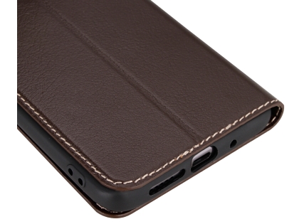 Top Grain Leather Case With Windows for Huawei Mate 20 - Dark Brown
