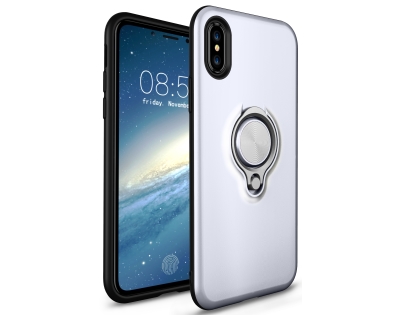 Impact Case With Ring Holder for iPhone Xs Max - Silver Impact Case