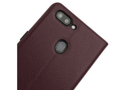 Oppo R15 Case Top Grain Leather Case With Windows for OPPO R15 - Rosewood | Mobile-Mate